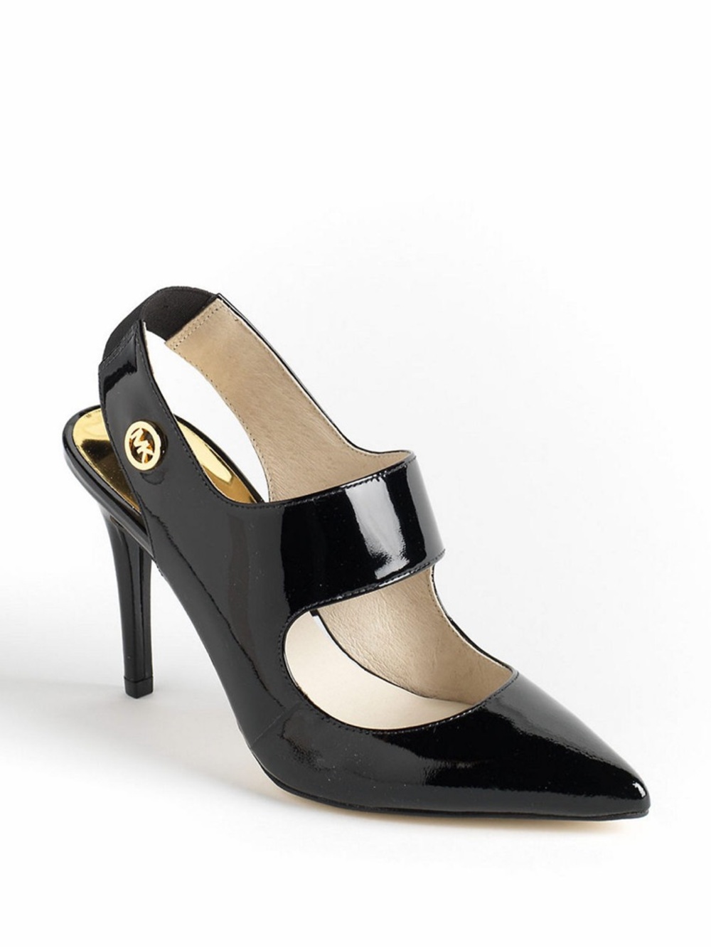 Michael Kors Black Patent Leather Mary Jane Slingback Heel